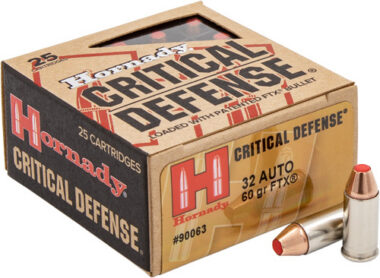 Hornady 90063 Critical Defense FTX 32 Automatic Colt Pistol (ACP) 60 GR Flex Ti