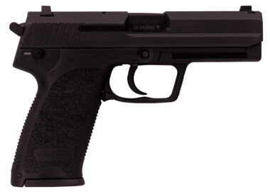HK 81000326 USP V7 LEM 45 ACP Caliber with 4.41" Barrel, 12+1 Capacity, Overall Black Finish, Serrated Trigger Guard Frame, Serrated Steel Slide & Polymer Grip Includes 2 Mags