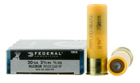 Federal F203RS Power-Shok  20 Gauge 2.75" Rifled Slug 3/4 oz Slug Shot 5 Bx/ 50