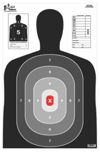 ProShot 23" x 35" B27 Silhouette Target- Pro Red Center - 5 Qty. Pack