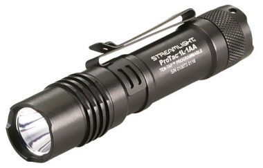 ProTac 1L-1AA - with 1 CR123A lithium and AA alkaline battery and holster - Clam - Black